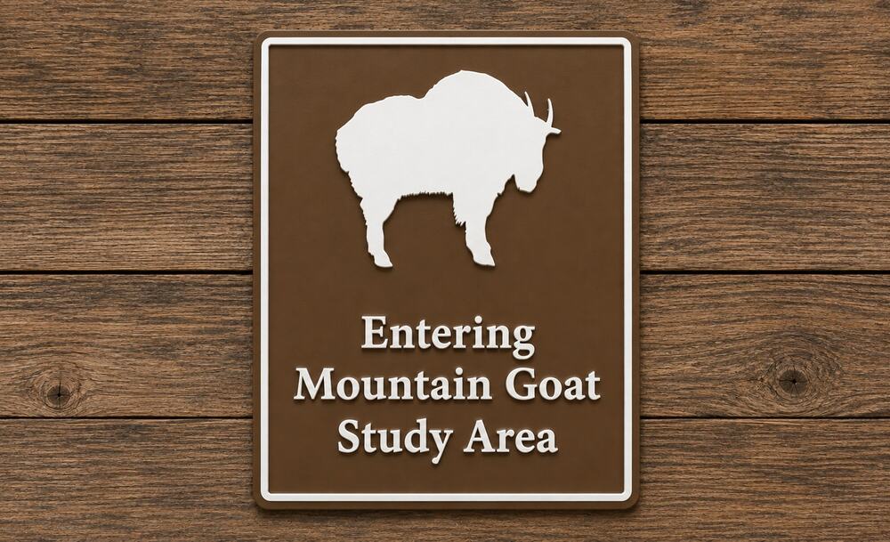 Glacier National Park Entering Mountain Goat Study Area Road Sign Montana Hike